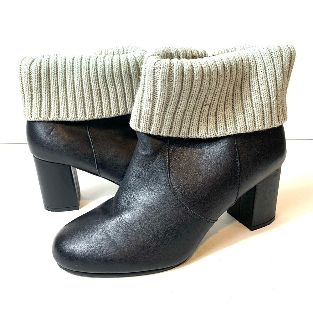 torrid Ankle High Chunky Heel Boots Black Leather Womens Size 9 W Sweater Accent
